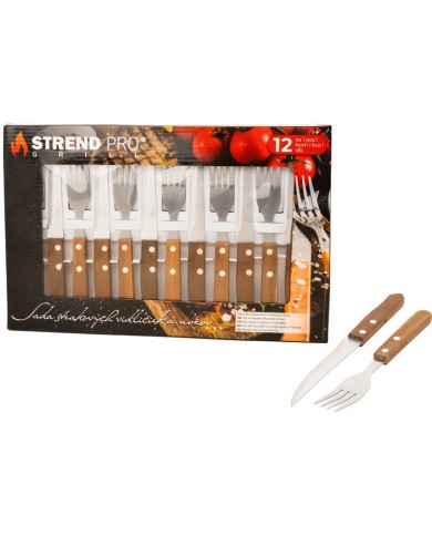 Príbor na steaky Strend Pro Grill, sada vidličiek a nožov, 12-dielna
