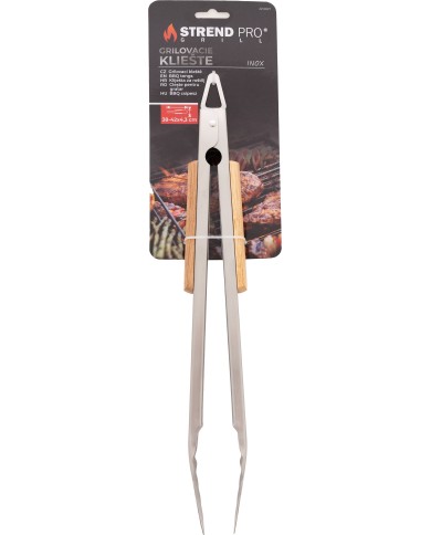 Kliešte Strend Pro Grill, na grilovanie, nerez, s drevenou rúčkou, 4,3x38-42 cm