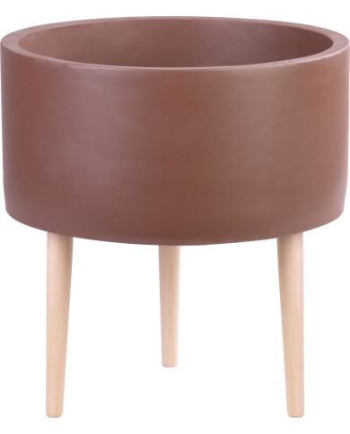 Dekorácia MagicHome, Kvetináč, kapučíno, cement, s nožkami, 32x32x33 cm