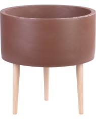 Dekorácia MagicHome, Kvetináč, kapučíno, cement, s nožkami, 32x32x33 cm