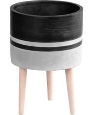 Dekorácia MagicHome, Kvetináč, svetlá/tmavá sivá, cement, s nožkami, 22x22x31 cm
