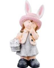 Dekorácia MagicHome, Dievčatko s ušami, keramika, 25,5x16x50 cm