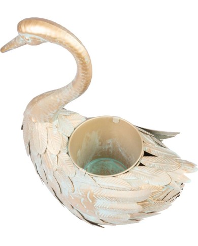 Dekorácia MagicHome Mecco, Hus, plech kvetináč, zlatá, 35x18x43 cm