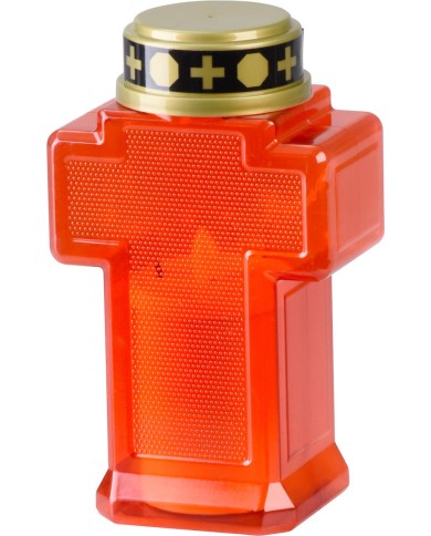 Sviečka MagicHome, kríž, LED, na hrob, červená, 2xAA, 15,3x6,8 cm, (súčasť balenia 2xAA)