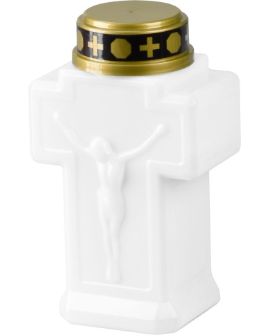 Sviečka MagicHome, kríž, LED, na hrob, biela, 2xAA, 15x9 cm, (súčasť balenia 2xAA)