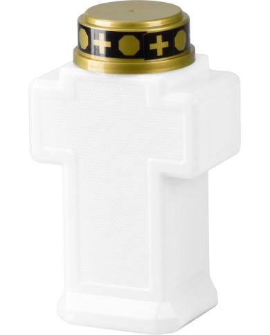 Sviečka MagicHome, kríž, LED, na hrob, biela, 2xAA, 15x9 cm, (súčasť balenia 2xAA)