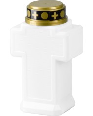 Sviečka MagicHome, kríž, LED, na hrob, biela, 2xAA, 15x9 cm, (súčasť balenia 2xAA)