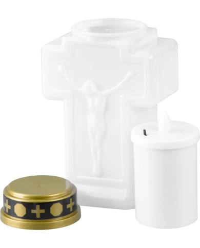 Sviečka MagicHome, kríž, LED, na hrob, biela, 2xAA, 15x9 cm, (súčasť balenia 2xAA)
