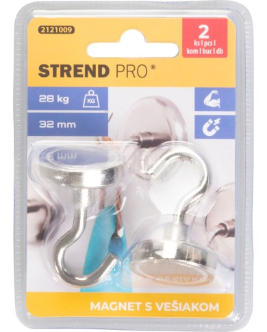 Magnet Strend Pro, extra silný, s vešiakom, 32 mm, max.28 kg, bal. 2 ks