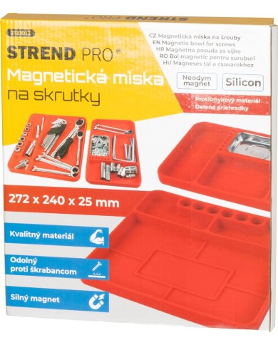 Nádoba Strend Pro, na skrutky, magnetická, silikónová, do autodielní, 272x240x25 mm