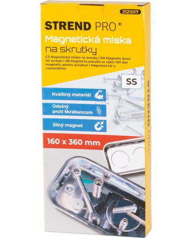 Miska Strend Pro, nádoba, na skrutky, magnetická, obdĺžniková, nerez, 160x360 mm