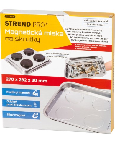 Miska Strend Pro, nádoba, na skrutky, magnetická, štvorcová, nerez, 270x292 mm