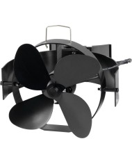 Ventilátor Strend Pro, krbový, s úchytom na dymovod a magnetom, poháňaný teplom, 4-lopatkový, čierny