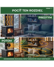 Ventilátor Strend Pro, krbový, s úchytom na dymovod a magnetom, poháňaný teplom, 4-lopatkový, čierny