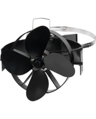 Ventilátor Strend Pro, krbový, s úchytom na dymovod a magnetom, poháňaný teplom, 4-lopatkový, čierny