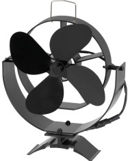 Ventilátor Strend Pro, krbový, s úchytom na dymovod a magnetom, poháňaný teplom, 4-lopatkový, čierny