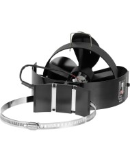 Ventilátor Strend Pro, krbový, s úchytom na dymovod a magnetom, poháňaný teplom, 4-lopatkový, čierny