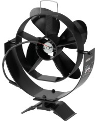 Ventilátor Strend Pro, krbový, s úchytom na dymovod a magnetom, poháňaný teplom, 4-lopatkový, čierny