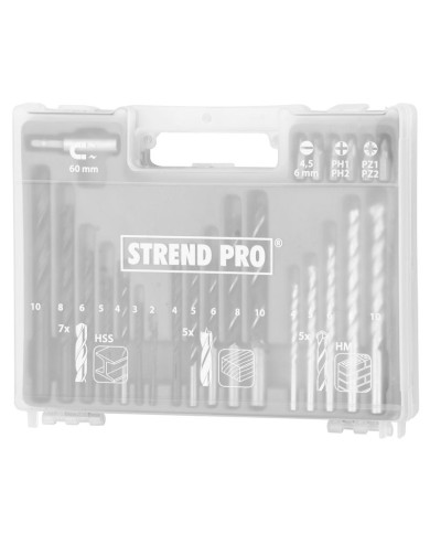 Sada vrtákov a hmoždiniek Strend Pro MS517, kov-drevo-tehla