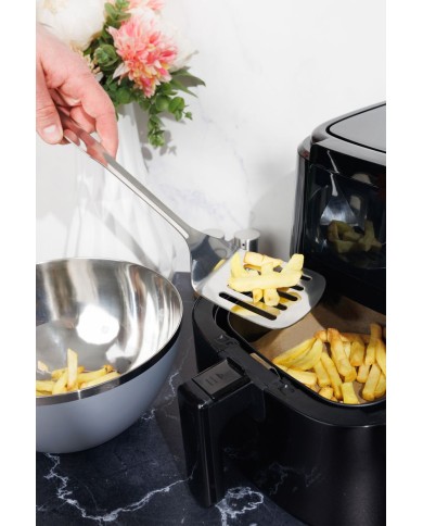 Obracačka MagicHome, kuchynská, nerez, s otvormi, 34 cm