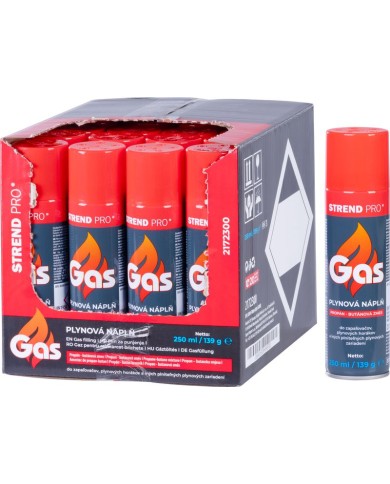 Plyn Strend Pro, Propán-Bután, kartuš 139 g, 250 ml, na plnenie, do zapaľovačov
