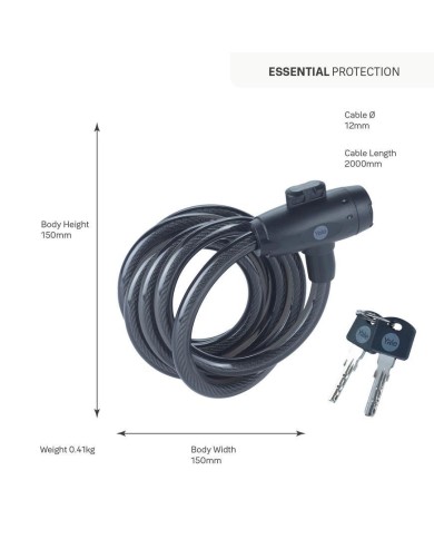 Zámok Yale YCK0/12/200/2, na bicykel, na kľúč, 2000 mm