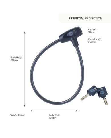 Zámok Yale YCK0/10/60/2 , na bicykel, na kľúč, 600 mm