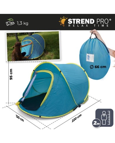 Stan Strend Pro, rozkladací, plážový, modro-žltý, 220x120x95 cm