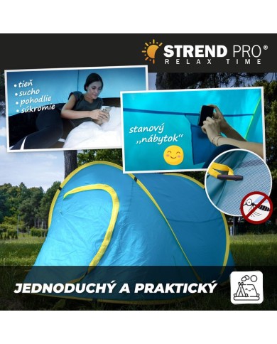 Stan Strend Pro, rozkladací, plážový, modro-žltý, 220x120x95 cm