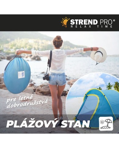 Stan Strend Pro, rozkladací, plážový, modro-žltý, 220x120x95 cm