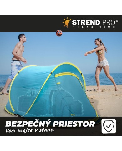 Stan Strend Pro, rozkladací, plážový, modro-žltý, 220x120x95 cm