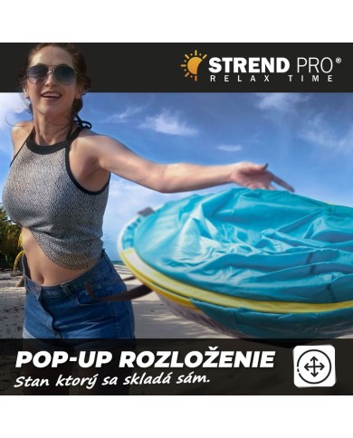 Stan Strend Pro, rozkladací, plážový, modro-žltý, 220x120x95 cm
