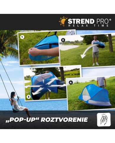 Stan Strend Pro, rozkladací, plážový, modrý, 190x120x90 cm