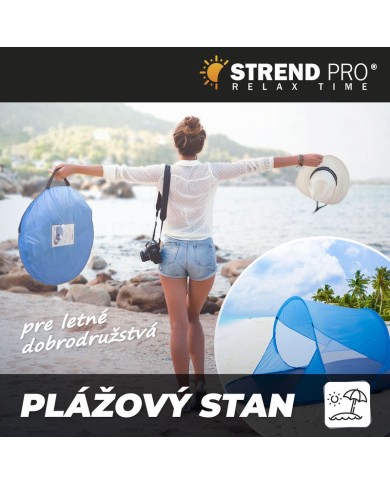 Stan Strend Pro, rozkladací, plážový, modrý, 190x120x90 cm