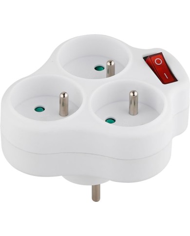 Zásuvka Strend Pro, rozbočovacia, biela, 3x 16 A, vypínač