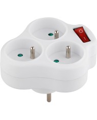 Zásuvka Strend Pro, rozbočovacia, biela, 3x 16 A, vypínač