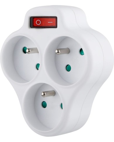 Zásuvka Strend Pro, rozbočovacia, biela, 3x 16 A, vypínač