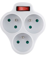 Zásuvka Strend Pro, rozbočovacia, biela, 3x 16 A, vypínač