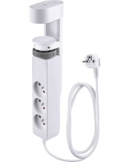 Kábel Strend Pro, L-1,4 m, predlžovací, 6v1, 3x zásuvka, 2x USB-A, 1x USB-C, s upnutím na stôl