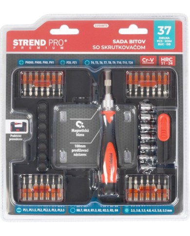 Sada skrutkovačov Strend Pro Premium, 37 dielna, torx + ploché + Phillips