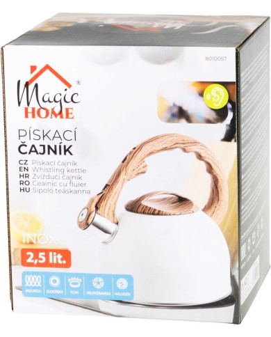 Čajník MagicHome, pískací, biely, 2500 ml
