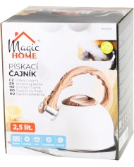 Čajník MagicHome, pískací, biely, 2500 ml