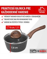 Rajnica MagicHome Black Marble Line, so sklenenou pokrievkou, 16 cm