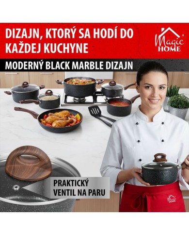 Rajnica MagicHome Black Marble Line, so sklenenou pokrievkou, 16 cm