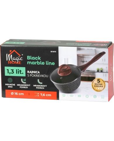 Rajnica MagicHome Black Marble Line, so sklenenou pokrievkou, 16 cm