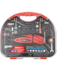 Brúska Strend Pro, mini, priama, vŕtanie a brúsenie, 135 W, s príslušenstvom, 210ks