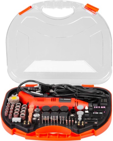 Brúska Strend Pro, mini, priama, vŕtanie a brúsenie, 130 W, s príslušenstvom, 210ks