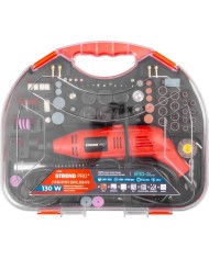 Brúska Strend Pro, mini, priama, vŕtanie a brúsenie, 130 W, s príslušenstvom, 210ks