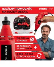 Brúska Strend Pro, mini, priama, vŕtanie a brúsenie, 130 W, s príslušenstvom, 210ks