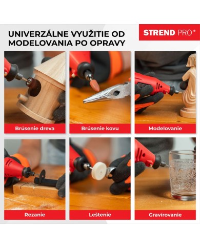 Brúska Strend Pro, mini, priama, vŕtanie a brúsenie, 130 W, s príslušenstvom, 210ks